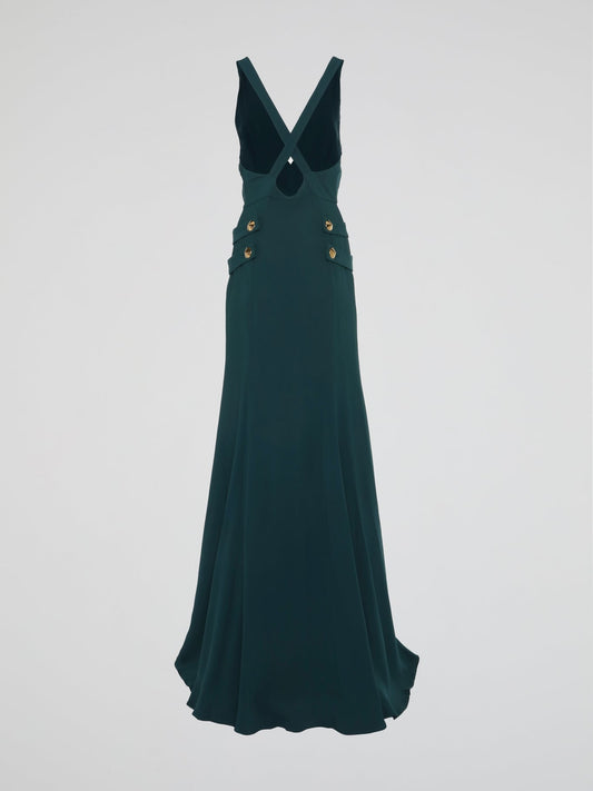 Green Sailor Button Maxi Dress