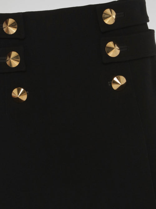 Black Sailor Button Mini Skirt