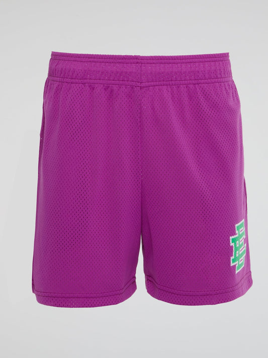 Purple Perforated Waistband Shorts