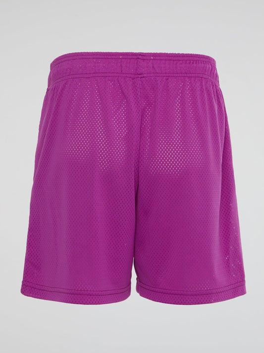 Purple Perforated Waistband Shorts