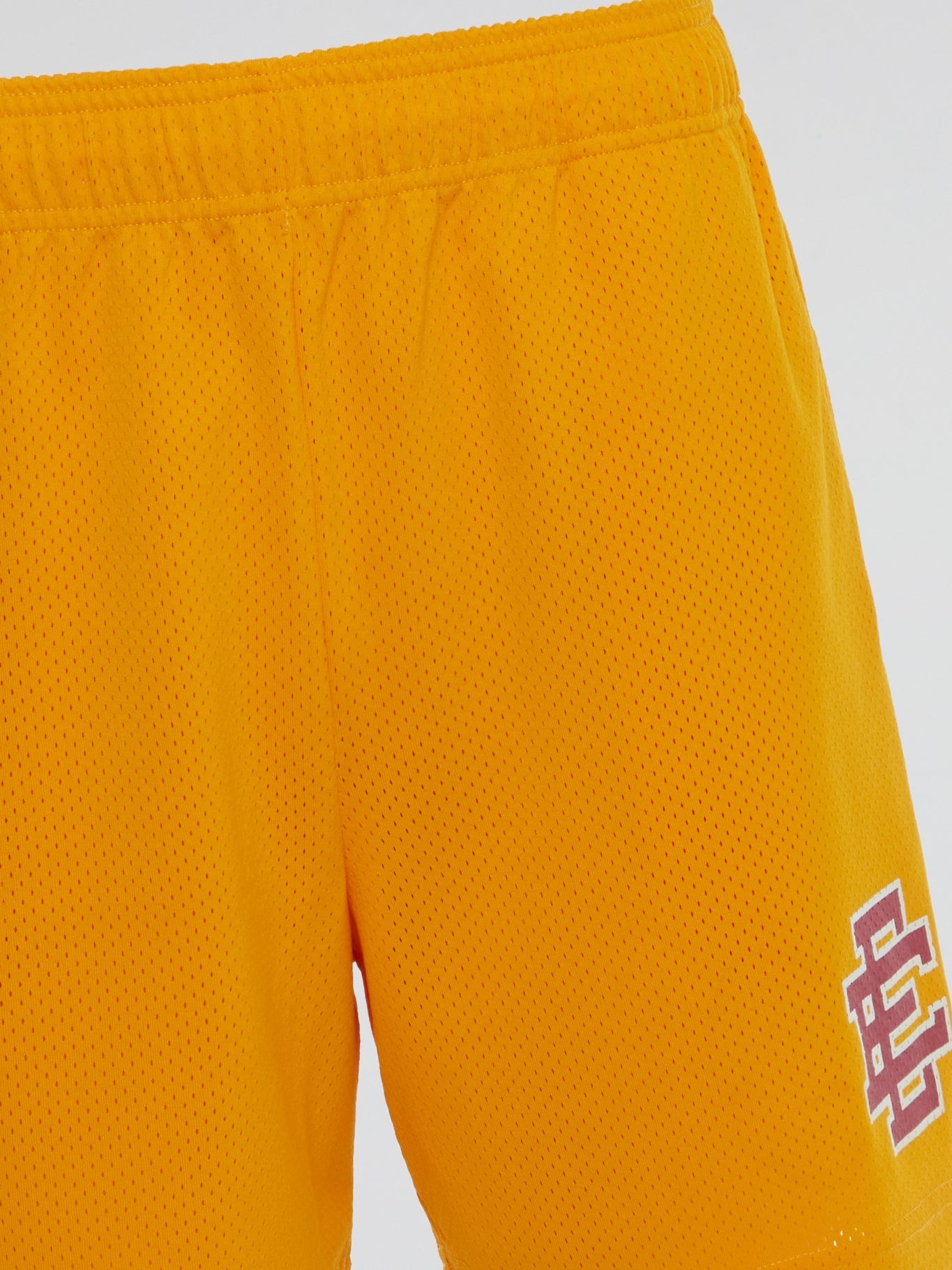 Yellow Perforated Waistband Shorts