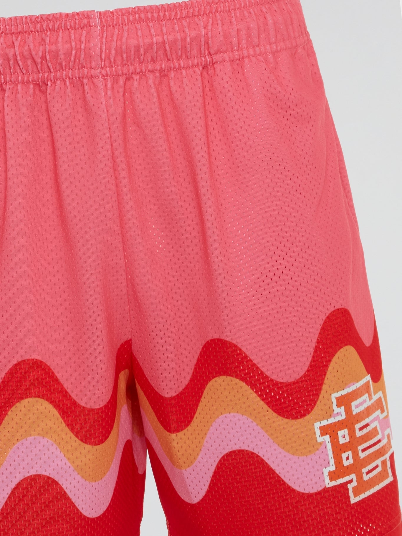 Wave Print Perforated Waistband Shorts