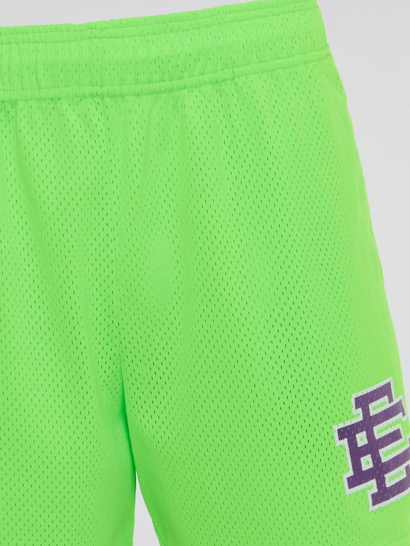 Neon Perforated Logo Shorts