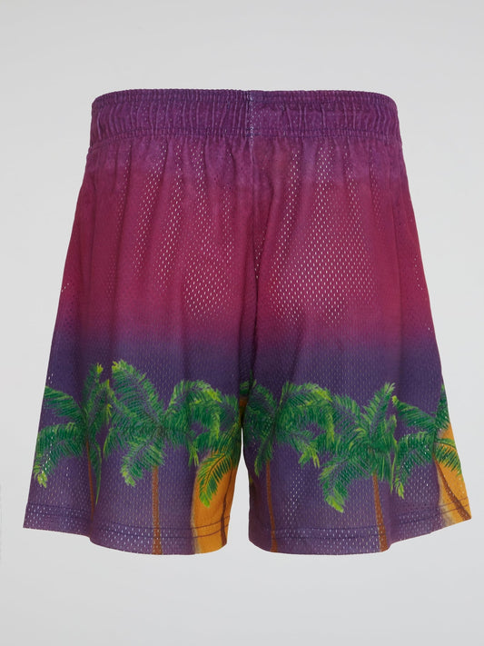 Tropical Print Perforated Shorts