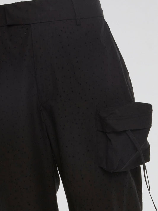 Black Single Pocket Perforated Pants
