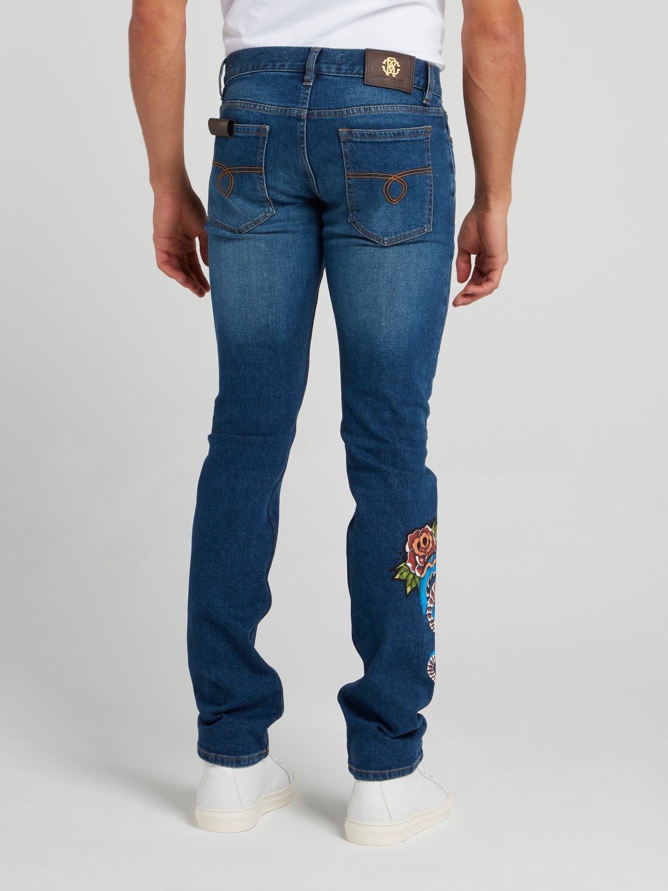 Blue Snake Print Jeans