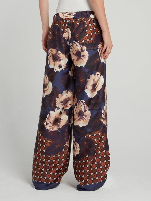 Polka Dot Floral Wide Leg Pants