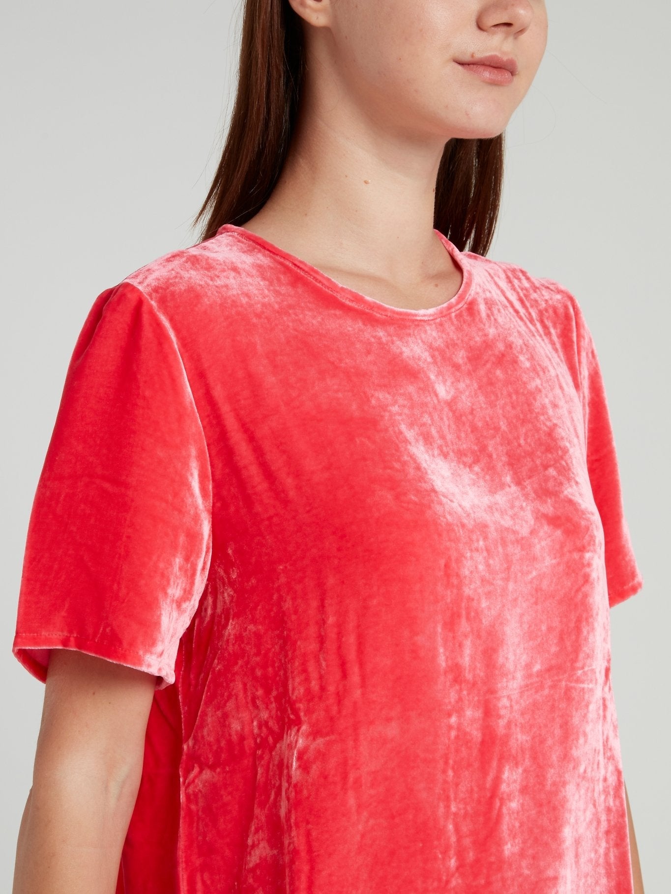 Coral Keyhole Back Velvet Top