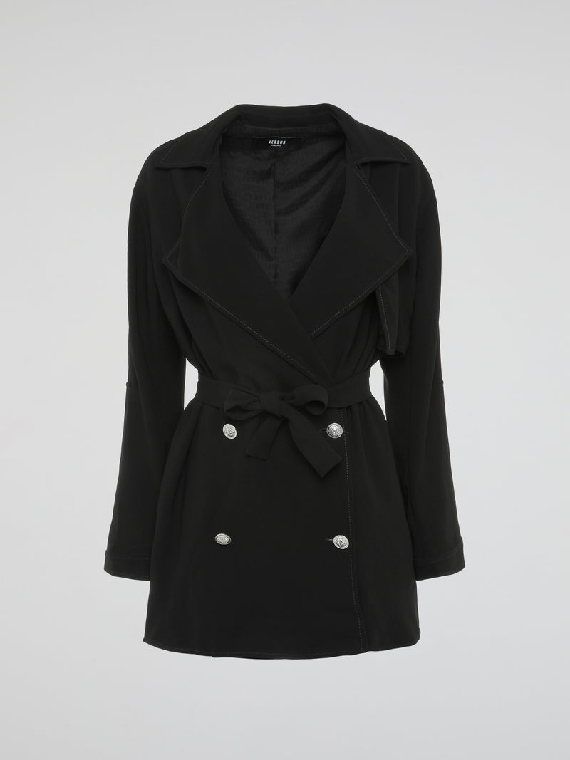 Black Elegance Belted Trench Blazer