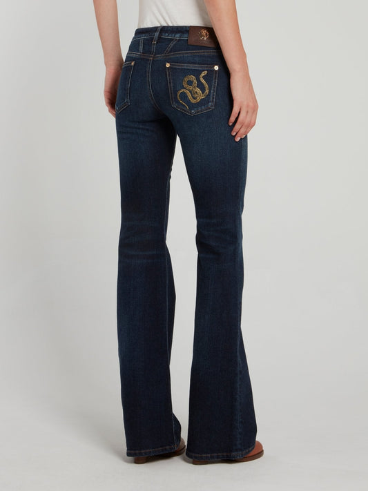 Navy Flared Denim Jeans