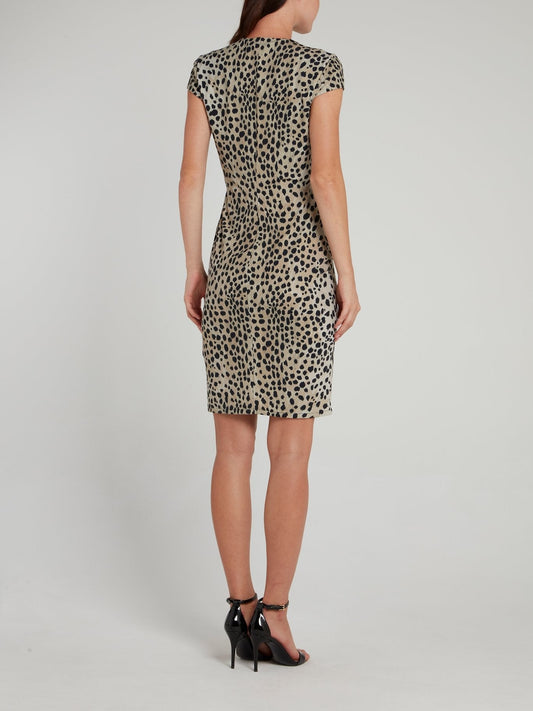 Leopard Print Short Sleeve Mini Dress