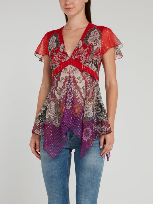 Baroque Print Flared Top