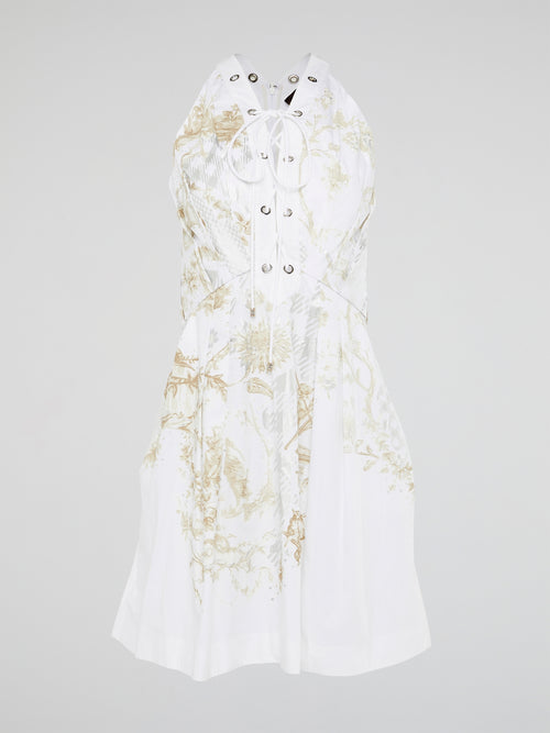 Elevate your style with this stunning White Printed Lace Up Dress from Roberto Cavalli. With intricate lace detailing and a flattering silhouette, this dress is perfect for any special occasion or night out. Make a statement and turn heads wherever you go in this elegant and sophisticated piece.