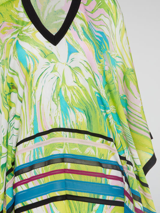 Wrap yourself in the luxurious comfort of this Green Printed Kaftan by Roberto Cavalli, crafted with the finest materials for a truly indulgent experience. Enveloped in vibrant hues and intricate patterns, this piece exudes elegance and sophistication, making you stand out wherever you go. Elevate your wardrobe with this show-stopping kaftan that effortlessly combines style and comfort for a look that is uniquely yours.