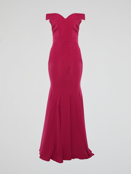 Pink Cold Shoulder Evening Dress