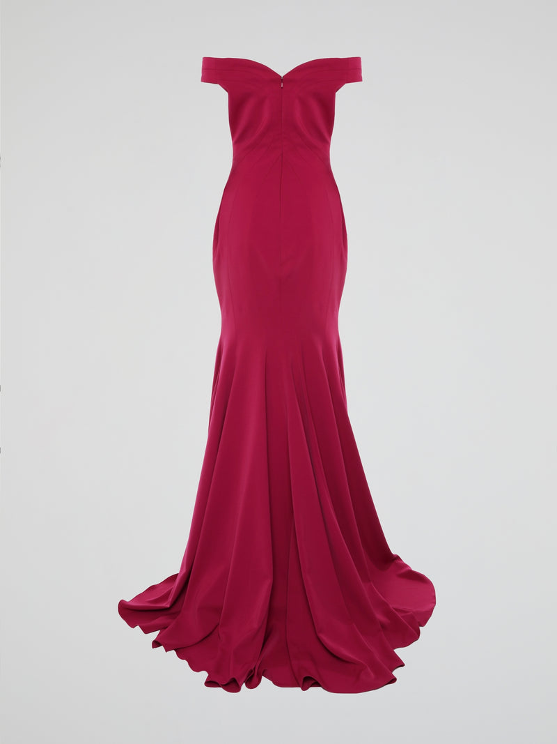 Pink Cold Shoulder Evening Dress