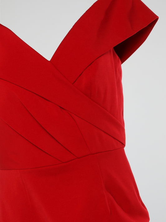 Red Off Shoulder Evening Dress