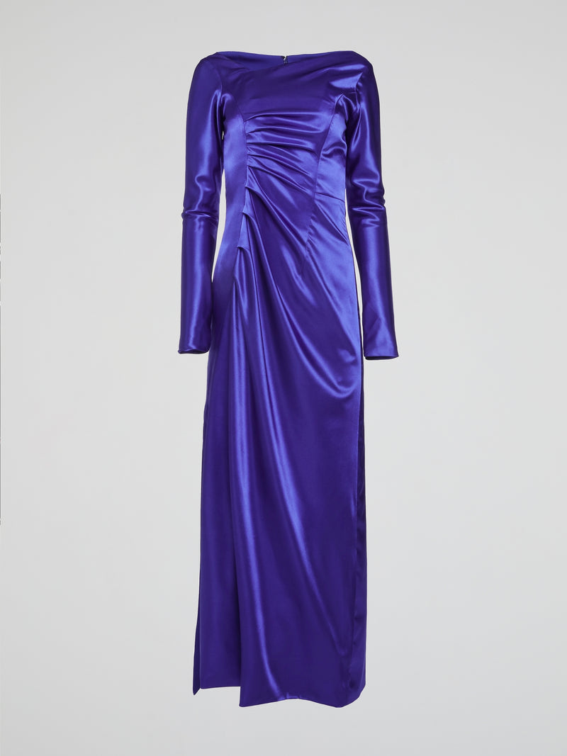 Blue Long Sleeve Evening Dress