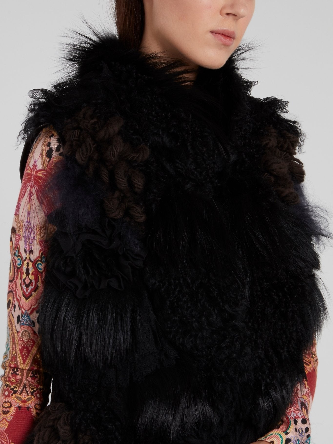 Black Fur Front Gilet