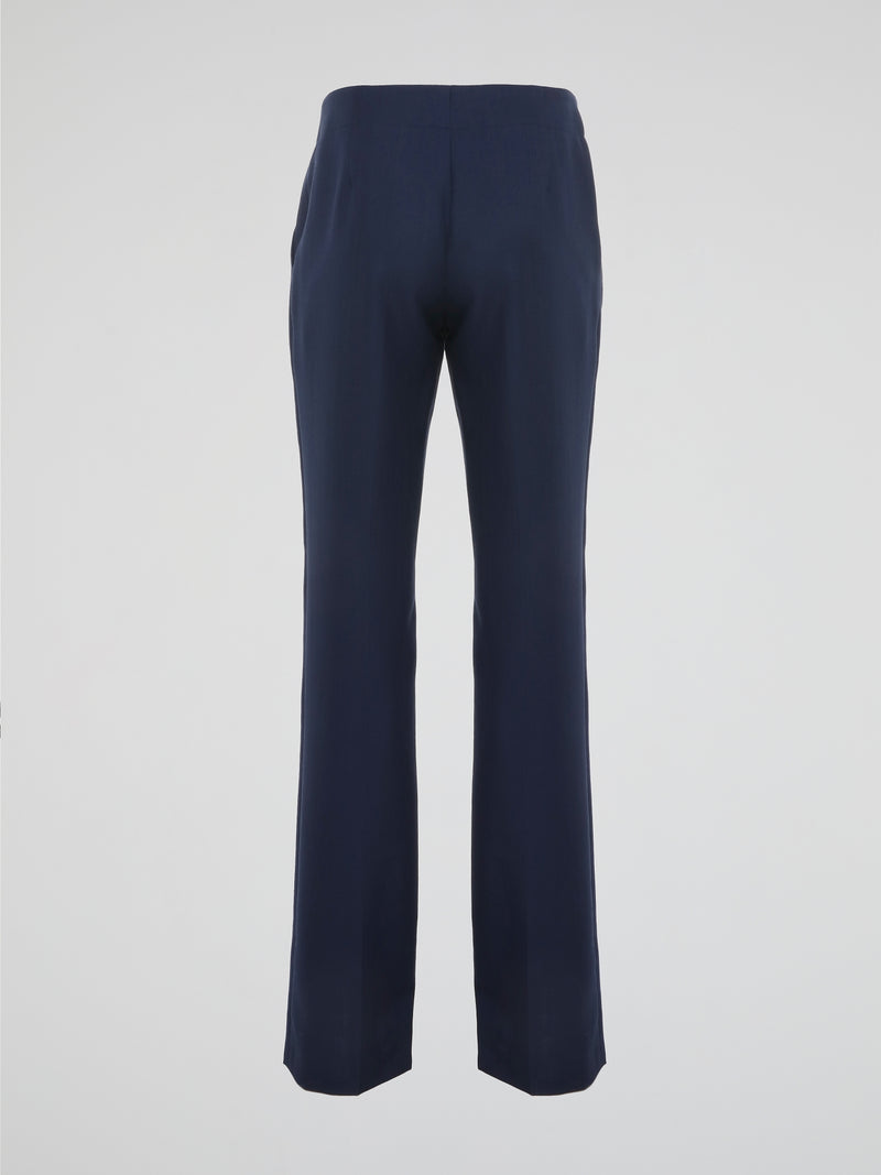 Step up your style game with the Navy High Waist Trousers from Akris Punto! These uber-chic trousers boast a flattering high waist design, perfectly enhancing your silhouette and giving you that extra boost of confidence. Whether you're strutting into the office or heading out for a night on the town, these trousers effortlessly combine elegance with comfort for a look that's both sophisticated and trendy.