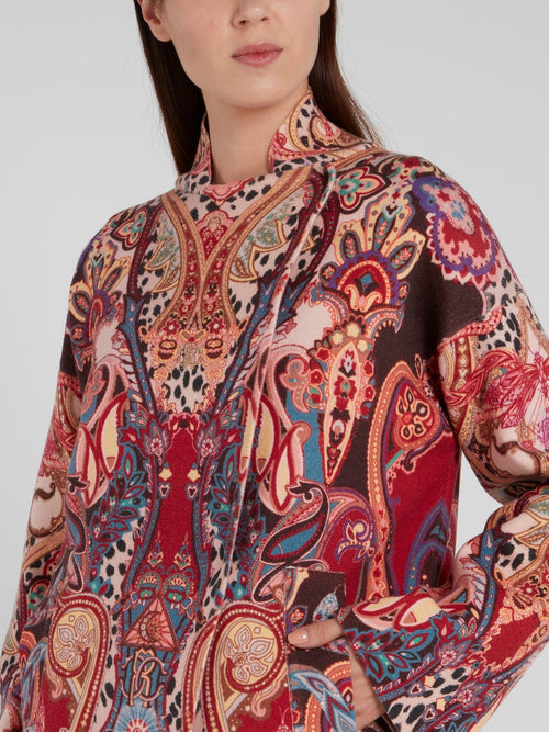 Paisley Pattern Bell Sleeve Coat