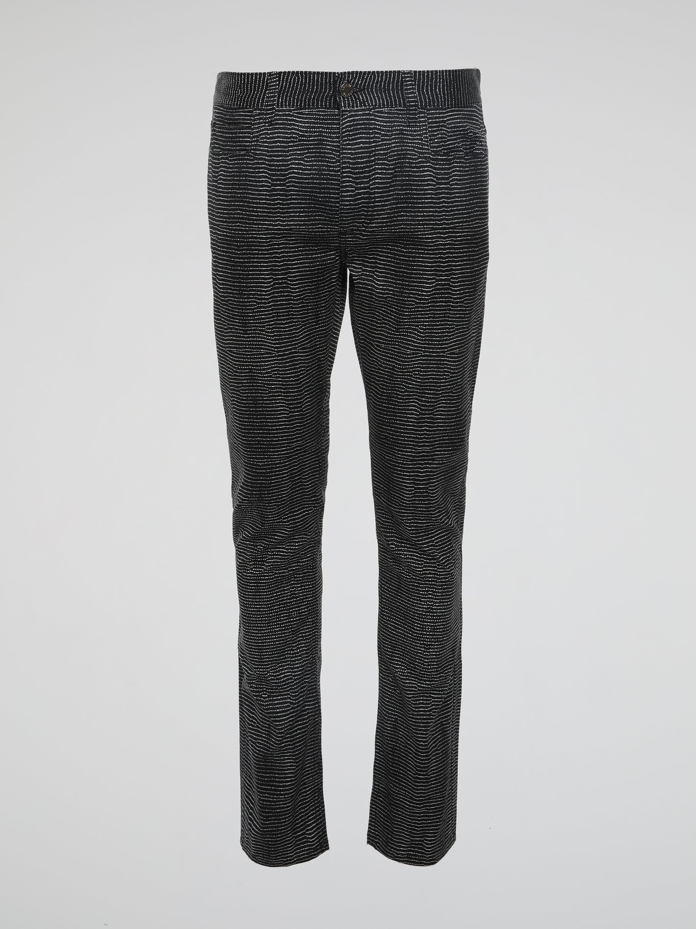 Experience the epitome of style and sophistication with these Black Slim Fit Trousers by Roberto Cavalli. Designed to effortlessly accentuate your silhouette, these trousers are crafted with meticulous attention to detail and precision tailoring. Perfect for any occasion, they exude a sleek and contemporary vibe that will elevate your fashion game to new heights.