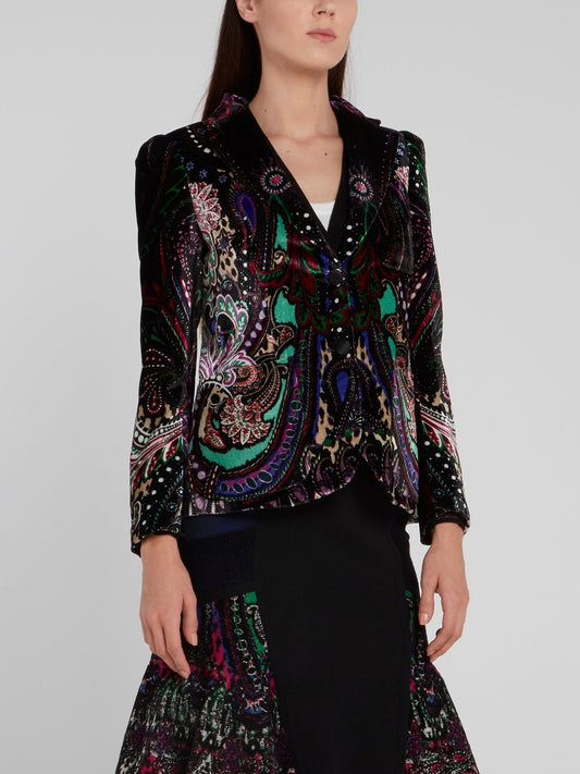 Black Paisley Print Blazer