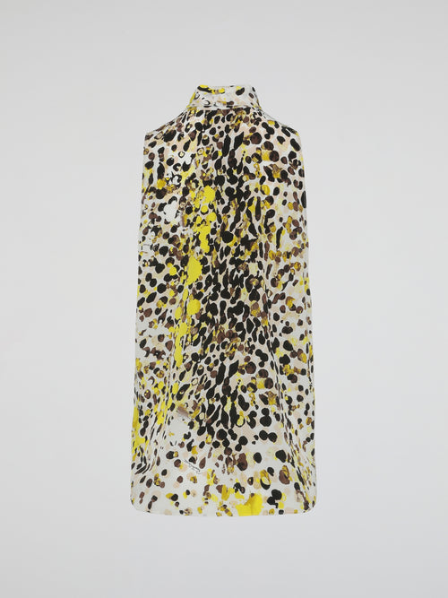 Step into the wild side of fashion with our Yellow Leopard Print Sleeveless Dress by Roberto Cavalli. Embrace the untamed allure of the jungle as you flaunt this fierce and bold design. Drape yourself in confidence and make a striking statement wherever you go, ready to conquer the concrete jungle with unparalleled style.