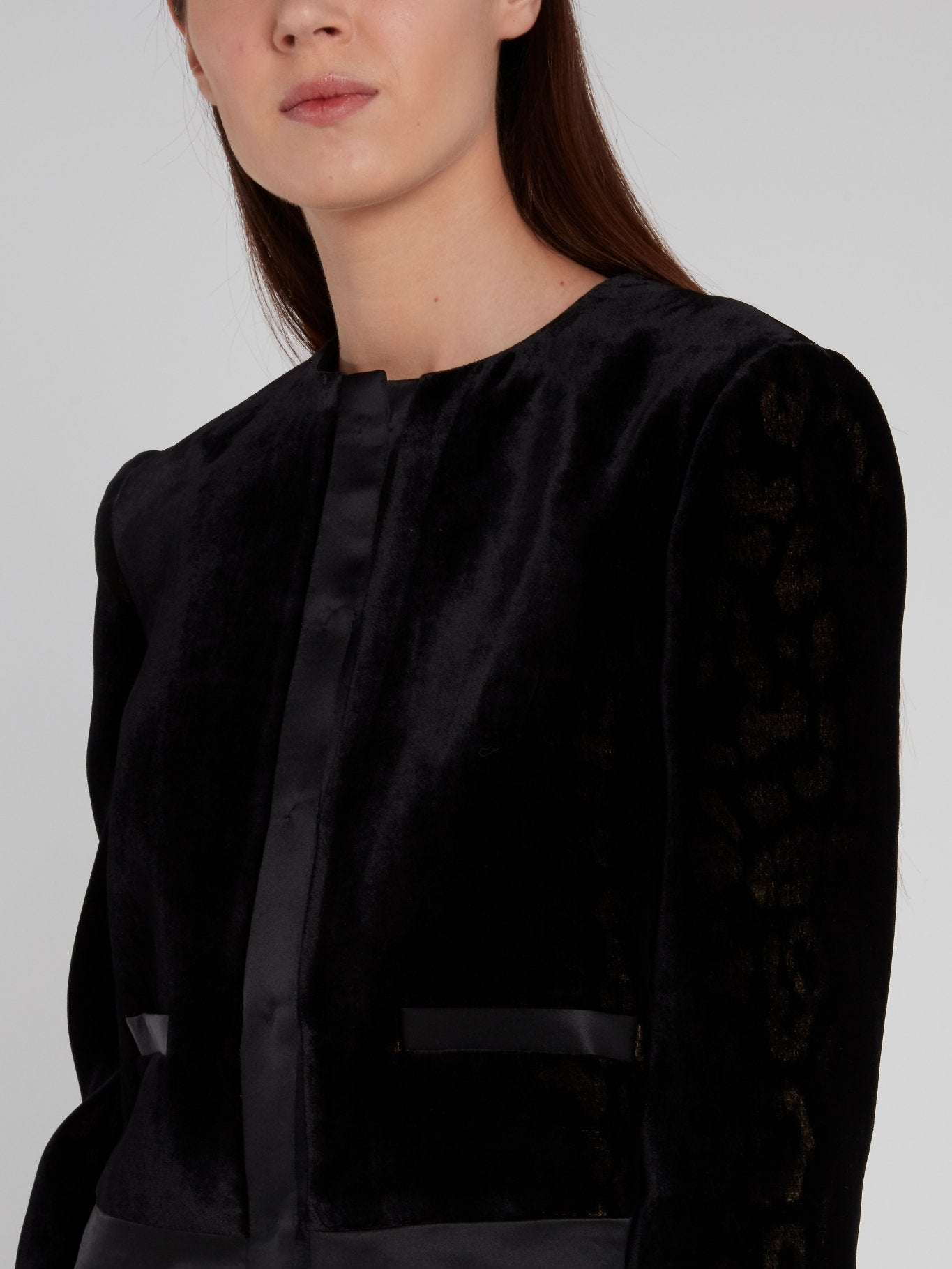 Black Crewneck Velvet Jacket