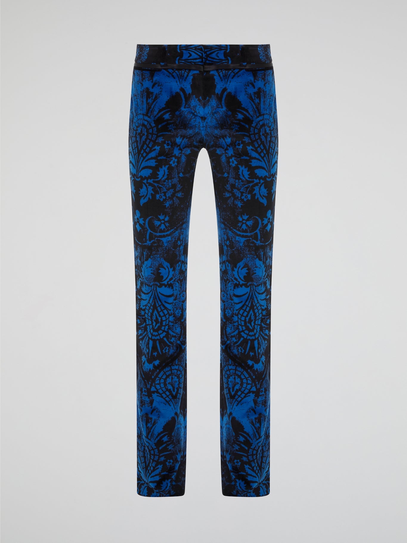 Step out in style with these statement Blue Printed Skinny Trousers from Roberto Cavalli, designed to turn heads wherever you go. The intricate print adds a touch of sophistication to any outfit, while the form-fitting silhouette hugs your curves in all the right places. Elevate your wardrobe with these must-have trousers that exude luxury and high-fashion flair.