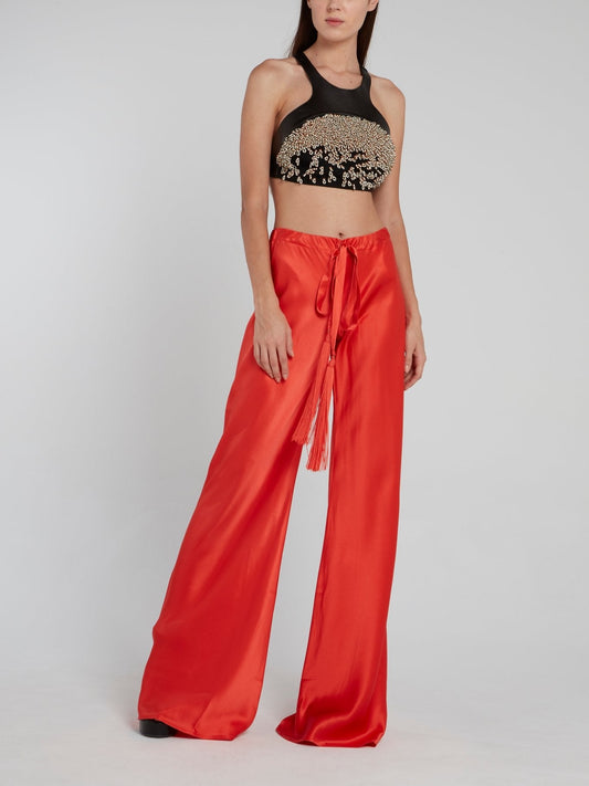 Red Satin Maxi Pants