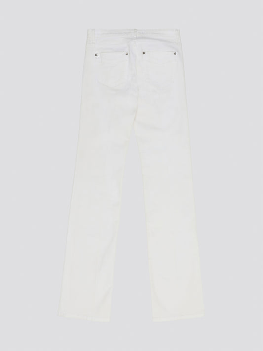 Elevate your denim game with these stunning White Wide Leg Denim Jeans from Roberto Cavalli. Crafted from premium quality denim, these jeans feature a sophisticated wide leg silhouette that exudes elegance and style. Perfect for day or night, these jeans are a versatile must-have addition to your wardrobe.