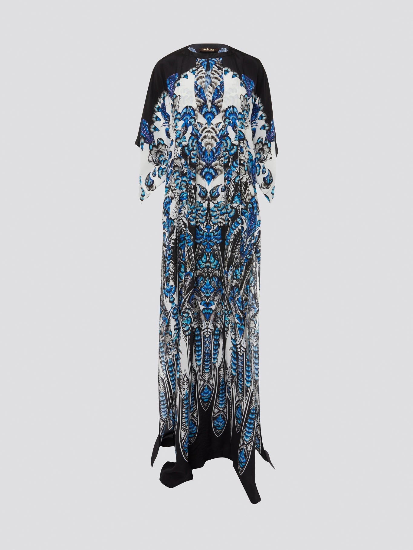 Step into luxury and elegance with our Butterfly Sleeve Keyhole Maxi Dress by Roberto Cavalli. This stunning dress features intricate butterfly sleeves and a daring keyhole neckline, perfect for any special occasion. Make a statement and turn heads wherever you go in this showstopping piece from Roberto Cavalli.