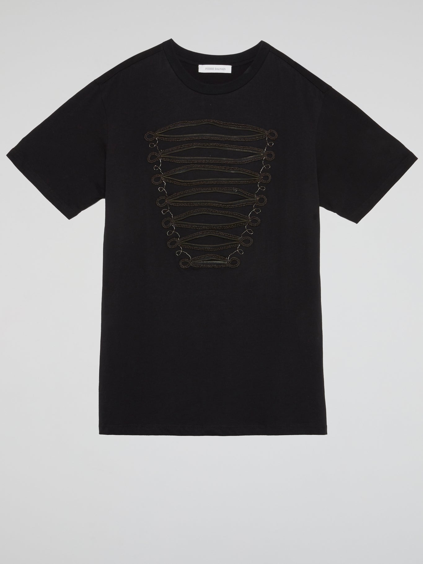 Jet Black Chain Embroidered Tee