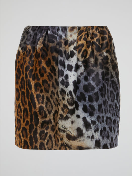 Wild Instinct Ombre Leopard Print Mini Skirt