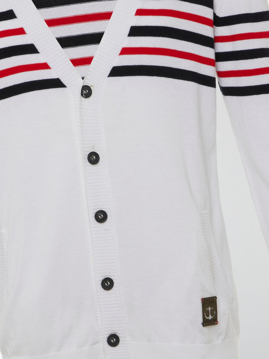 White Nautical Cardigan