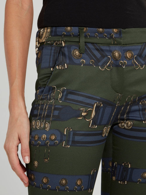 Olive Printed Capri Pants