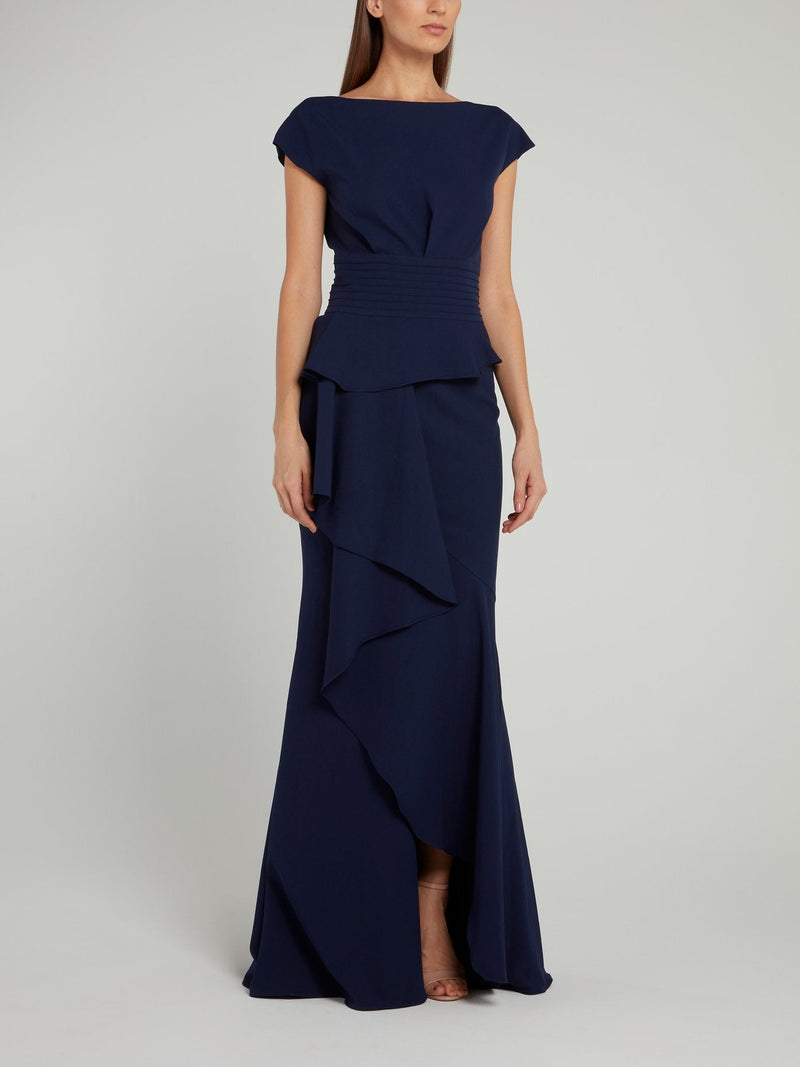 Bateau Neckline Ruffle Dress