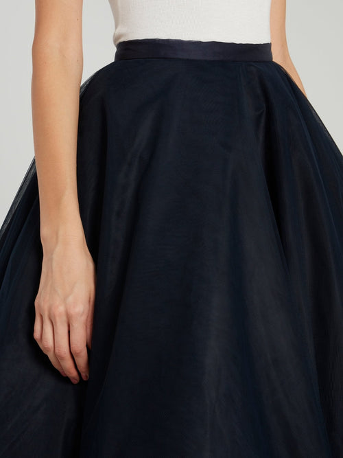 Tulle Overlay Maxi Skirt