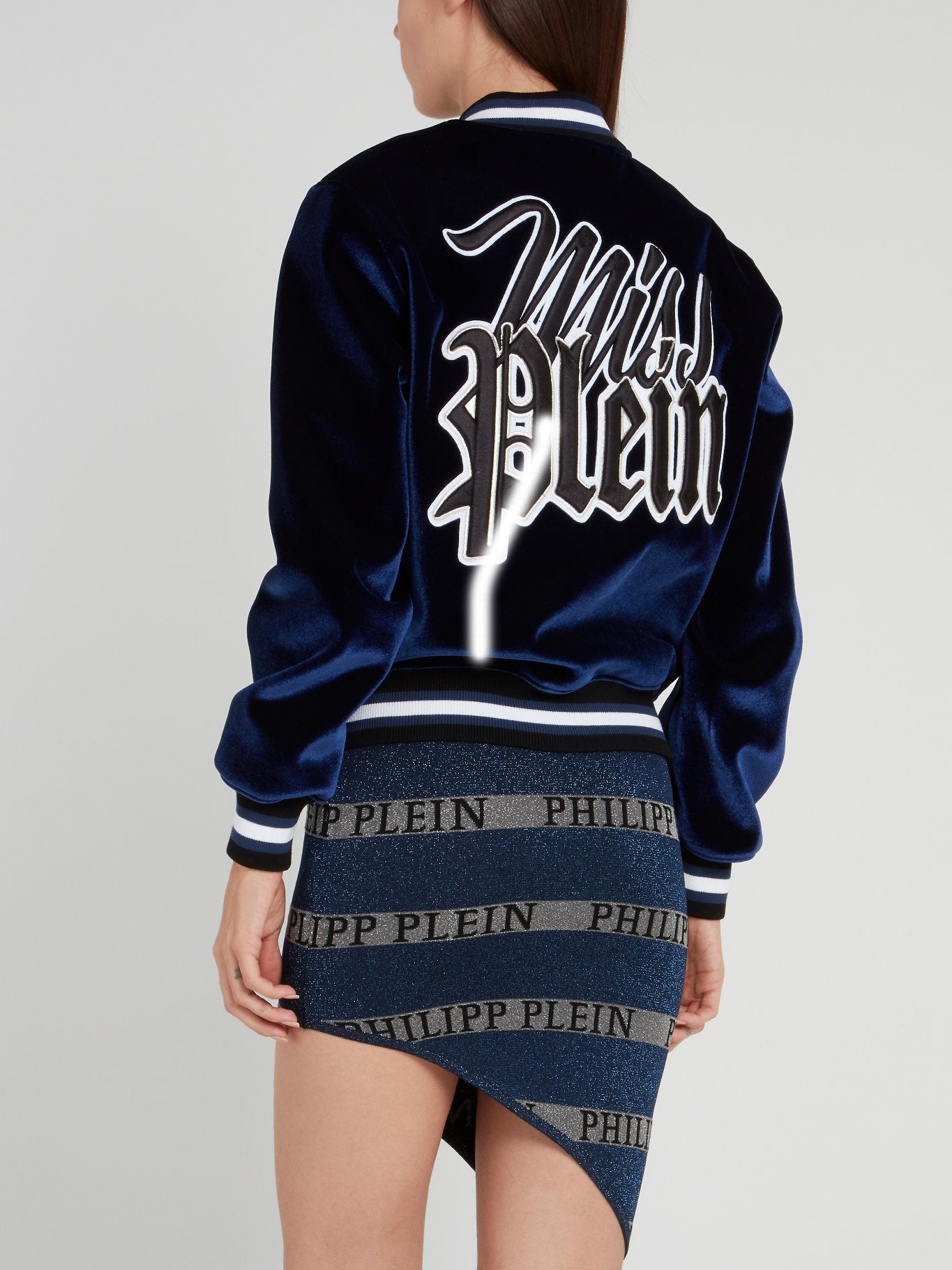 Miss Plein Diva Navy Stripe Edge Bomber Jacket