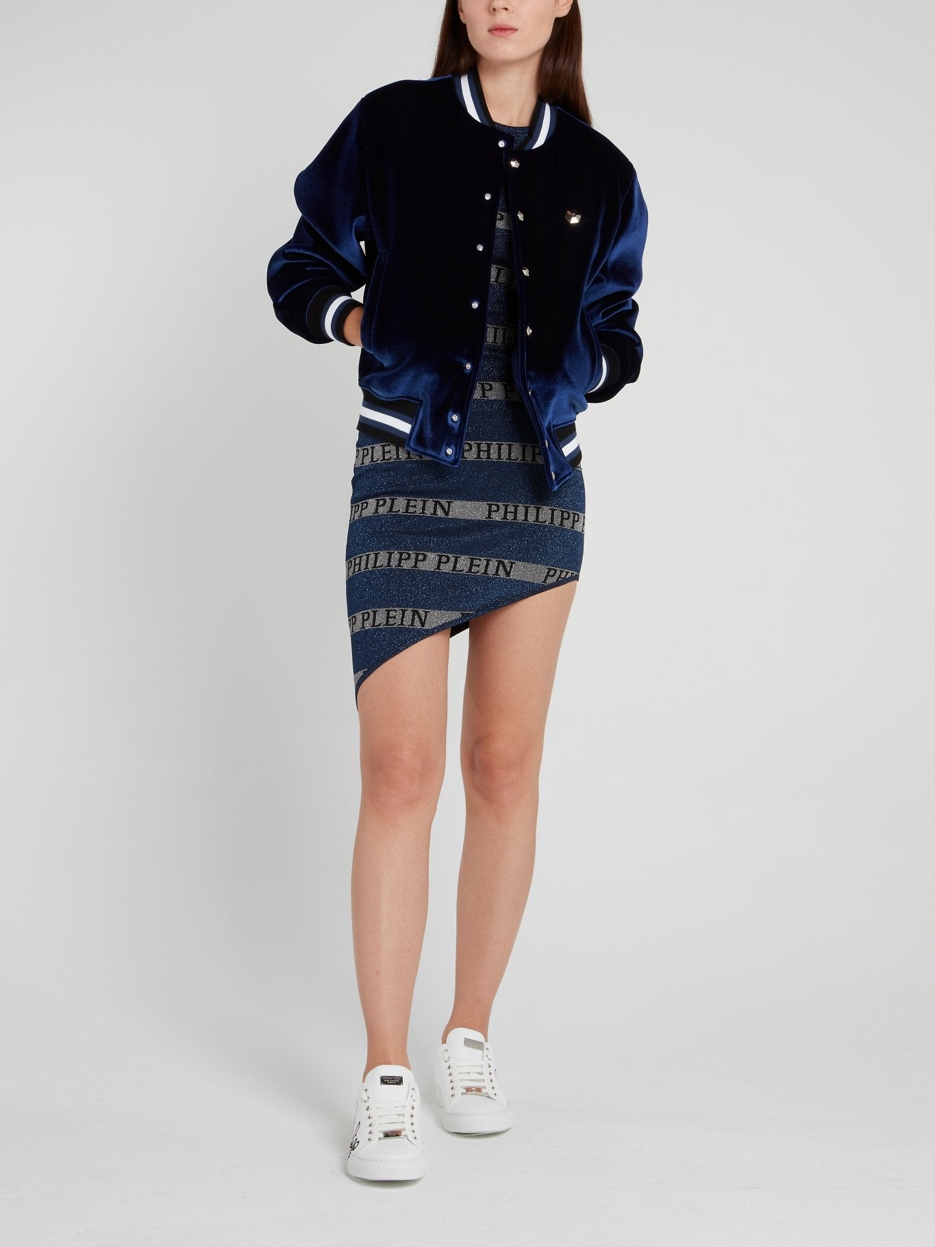 Miss Plein Diva Navy Stripe Edge Bomber Jacket