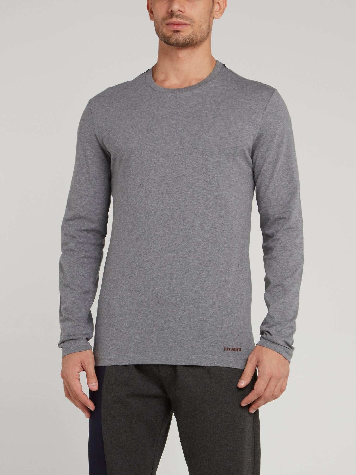 Grey Rear Stripe Long Sleeve T-Shirt