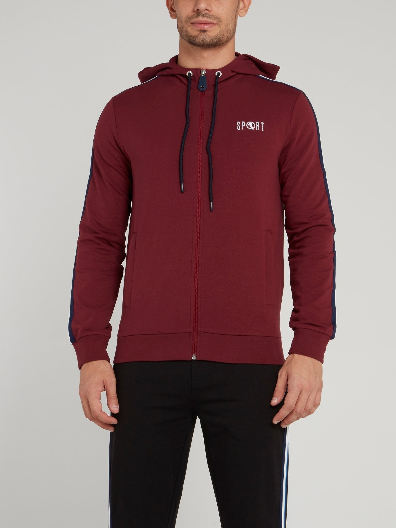 Burgundy Sport Logo Hooded Jacket