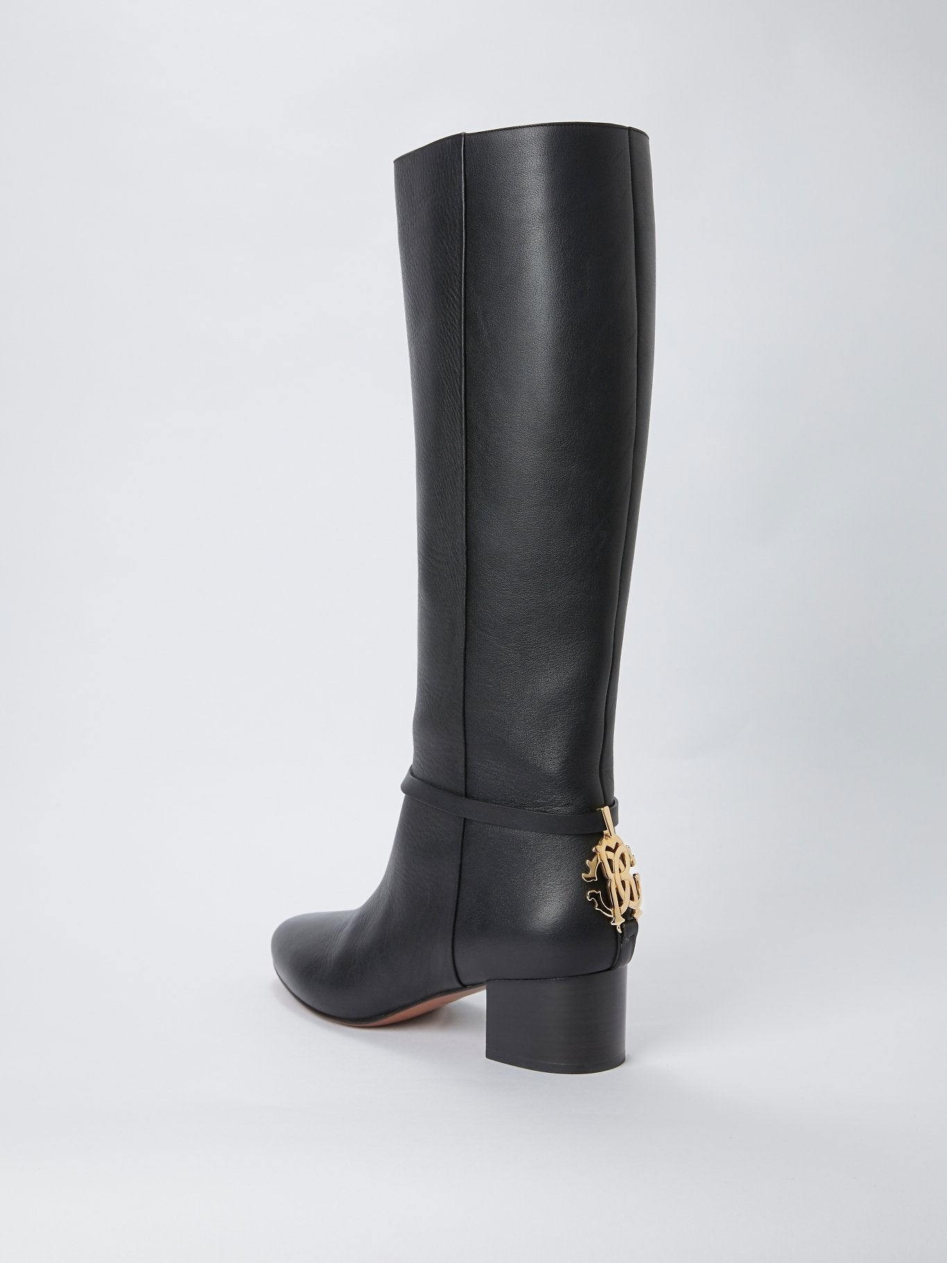 Black Rear Logo Knee High Boots