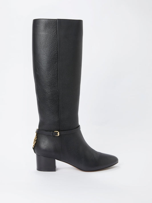 Black Rear Logo Knee High Boots