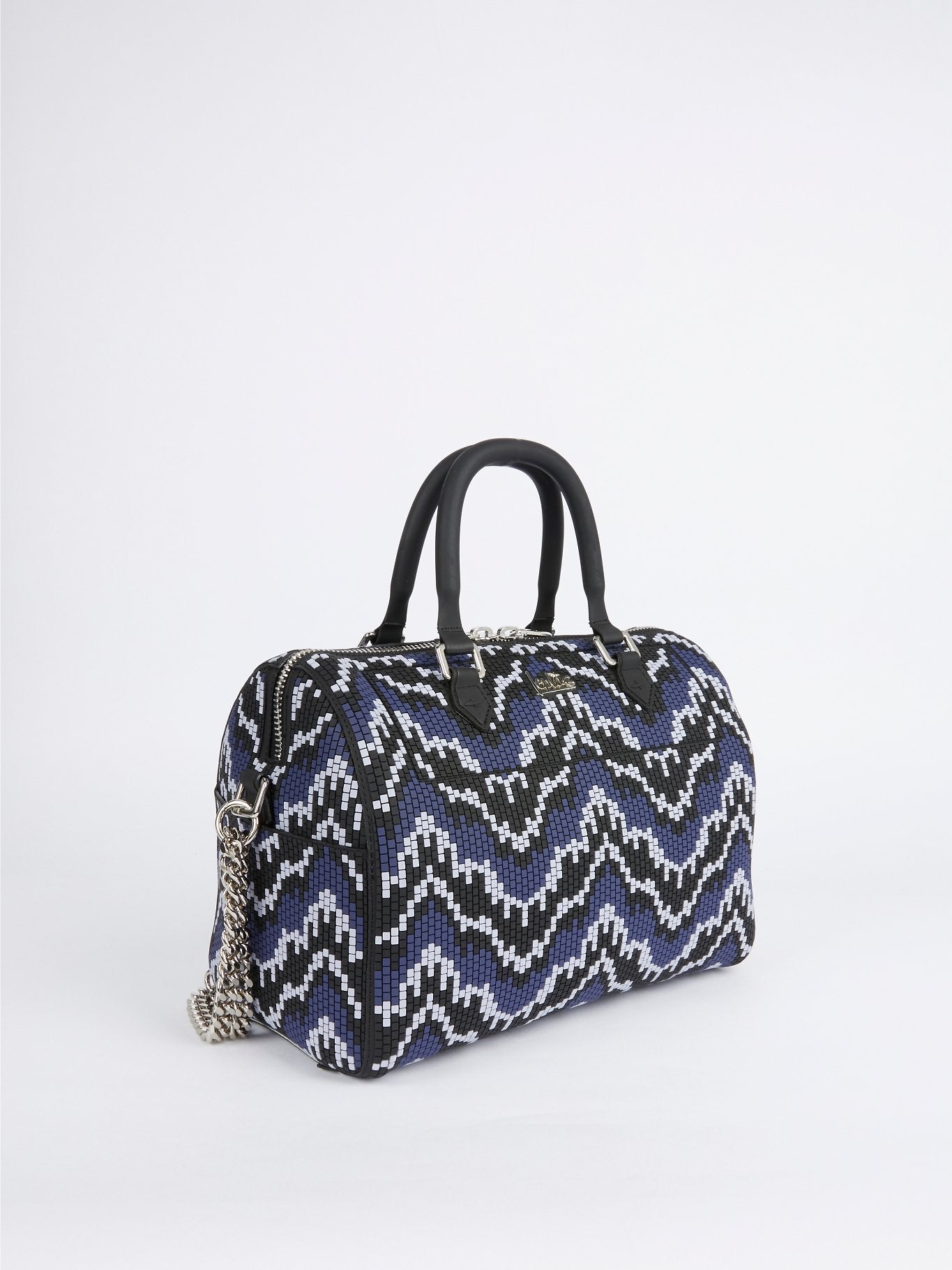 Navy Bauletto Grande Navajos Quadratini Top Handle Bag