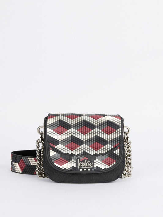 White-Red Mini Dafne Navajos Squared Shoulder Bag