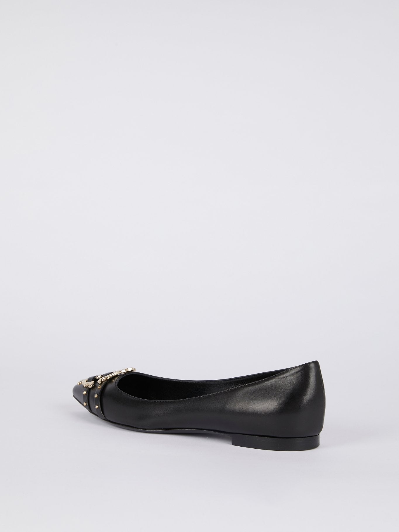 Black Leather Monogram Ballerina Flats