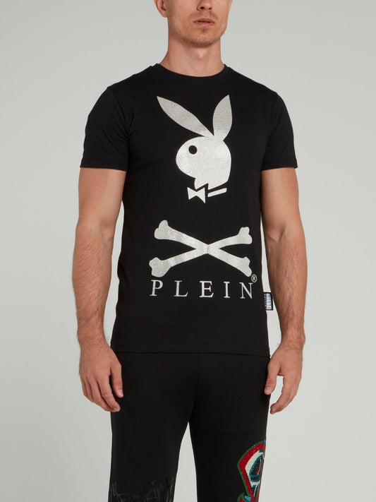 Black Playboy Print T-Shirt