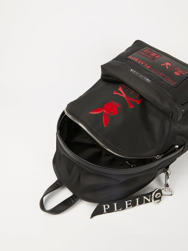 Black Contrast Playboy Logo Backpack